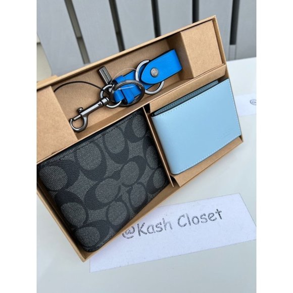 Coach Mens Wallet Boxed 3 In 1 Wallet Gift Set In Signature Canvas - Picture 3 of 12